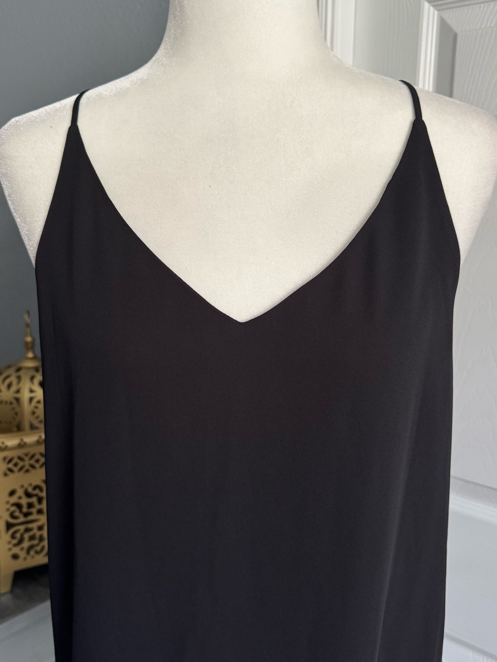 LOFT Simple Black V-Neck Spaghetti Strap Blouse